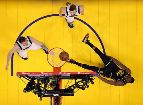 Draymond Green reacts after being fouled by Maxi Kleber in Game One