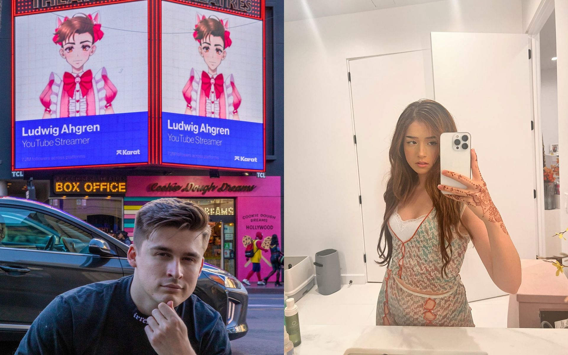 Ludwig responds to Pokimane&#039;s comments during a recent livestream (Images via LudwigAhgren and Pokimanelol/Twitter)