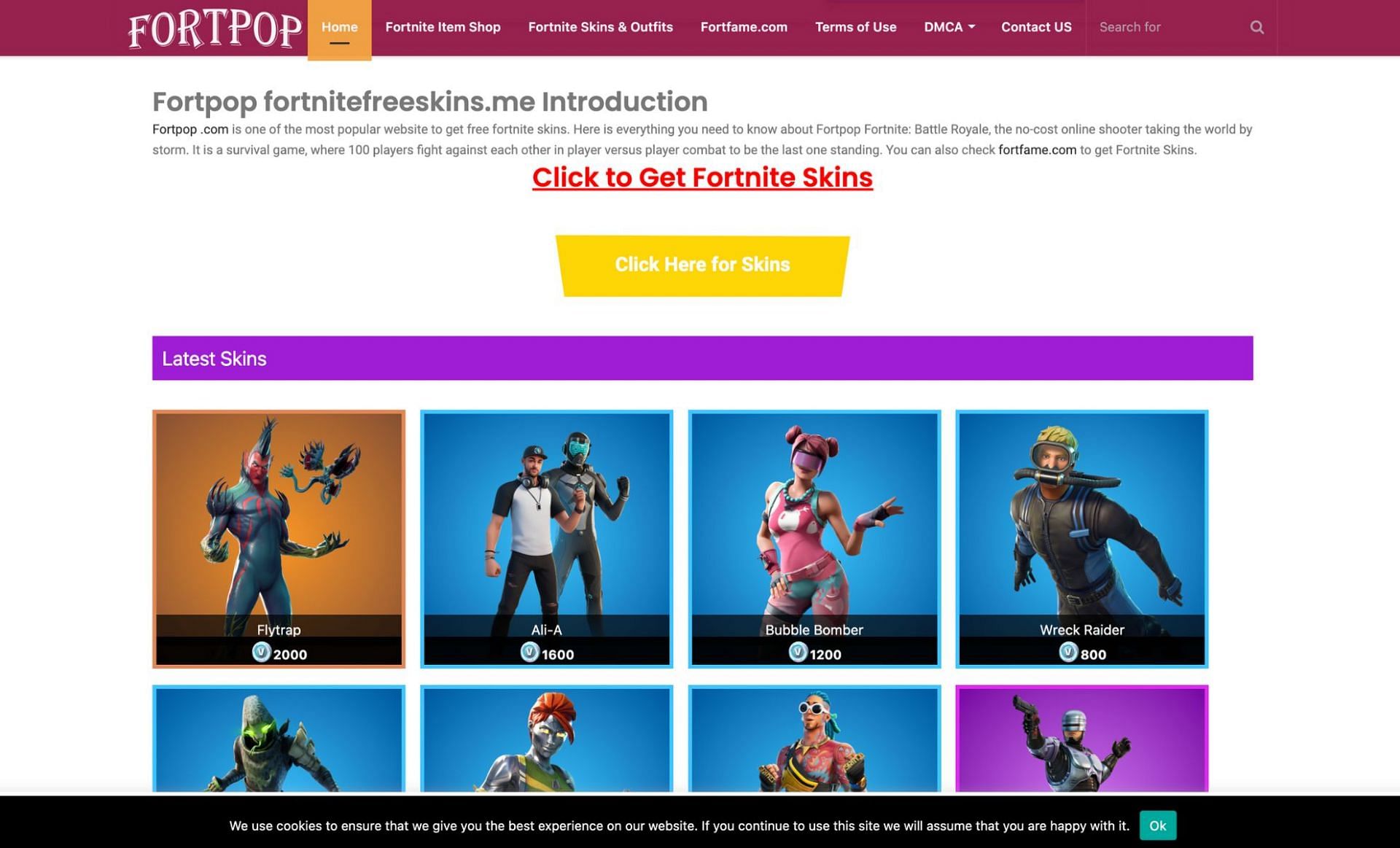 A &quot;Free&quot; skin site (Image via Fortpop.com)