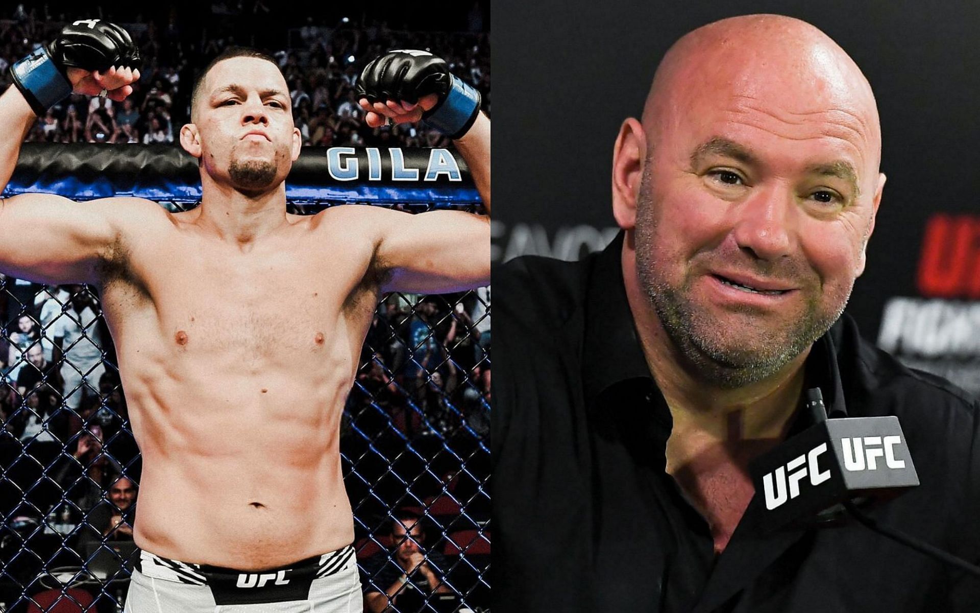 Nate Diaz (left), Dana White (right) [Image courtesy: Getty and @natediaz209 via Instagram]