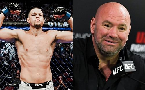 Nate Diaz (left), Dana White (right) [Image courtesy: Getty and @natediaz209 via Instagram]