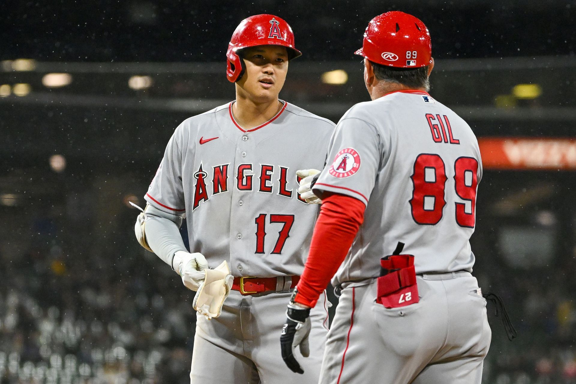 Los Angeles Angels star Shohei Ohtani with coach Benji Gil