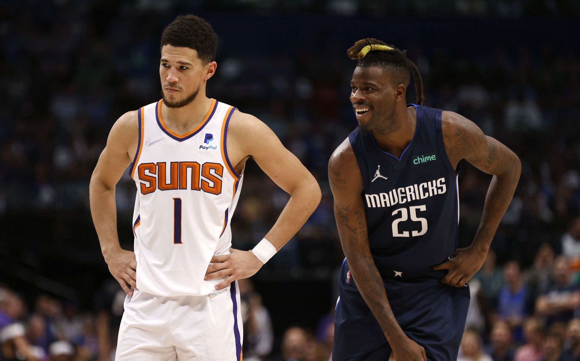 Luka Doncic and his new backcourt starter, Spencer Dinwiddie, vs. Devin  Booker and Chris Paul.