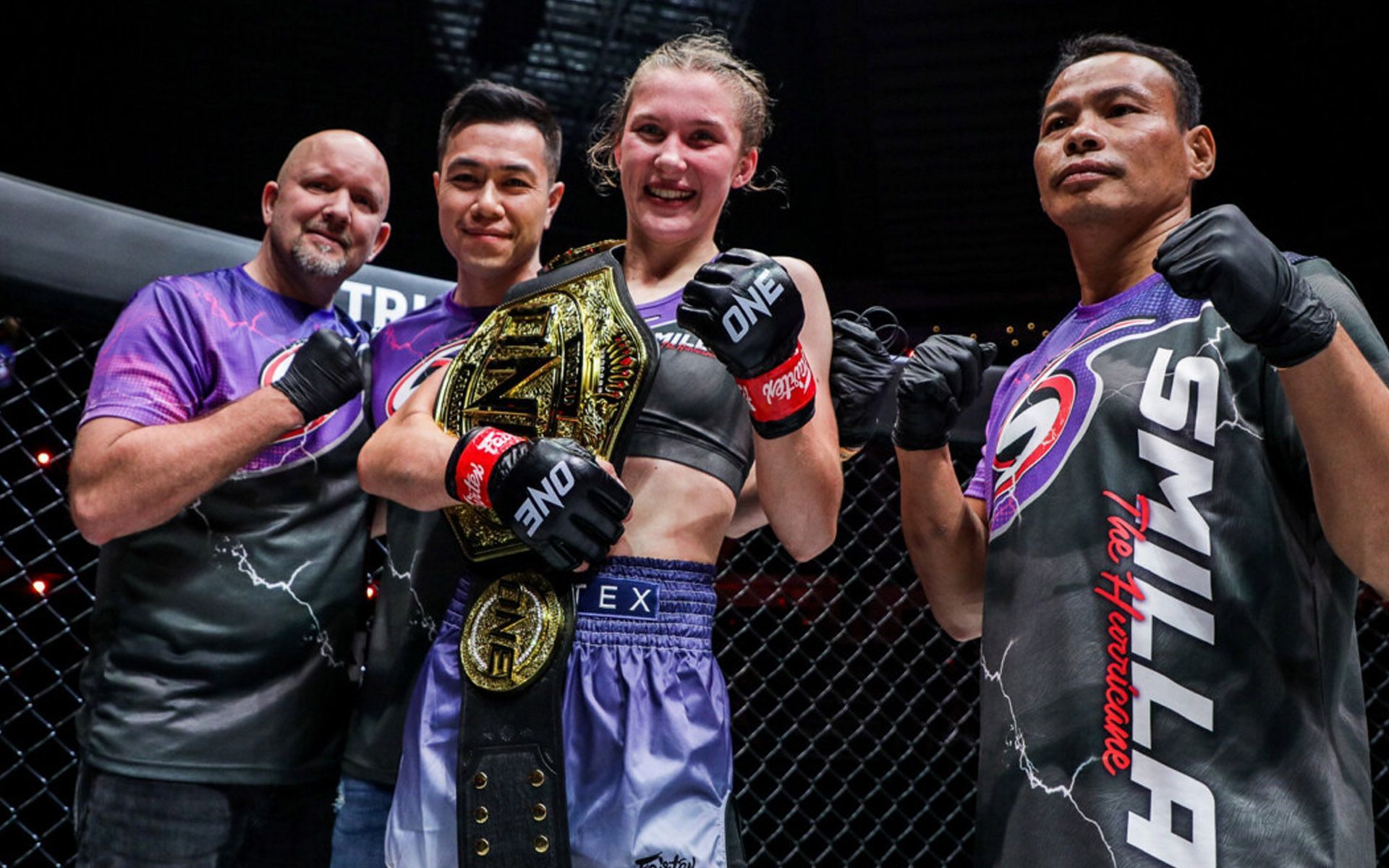 Smilla Sundell (C) is back to work in the gym with her team. | [Photo: ONE Championship]