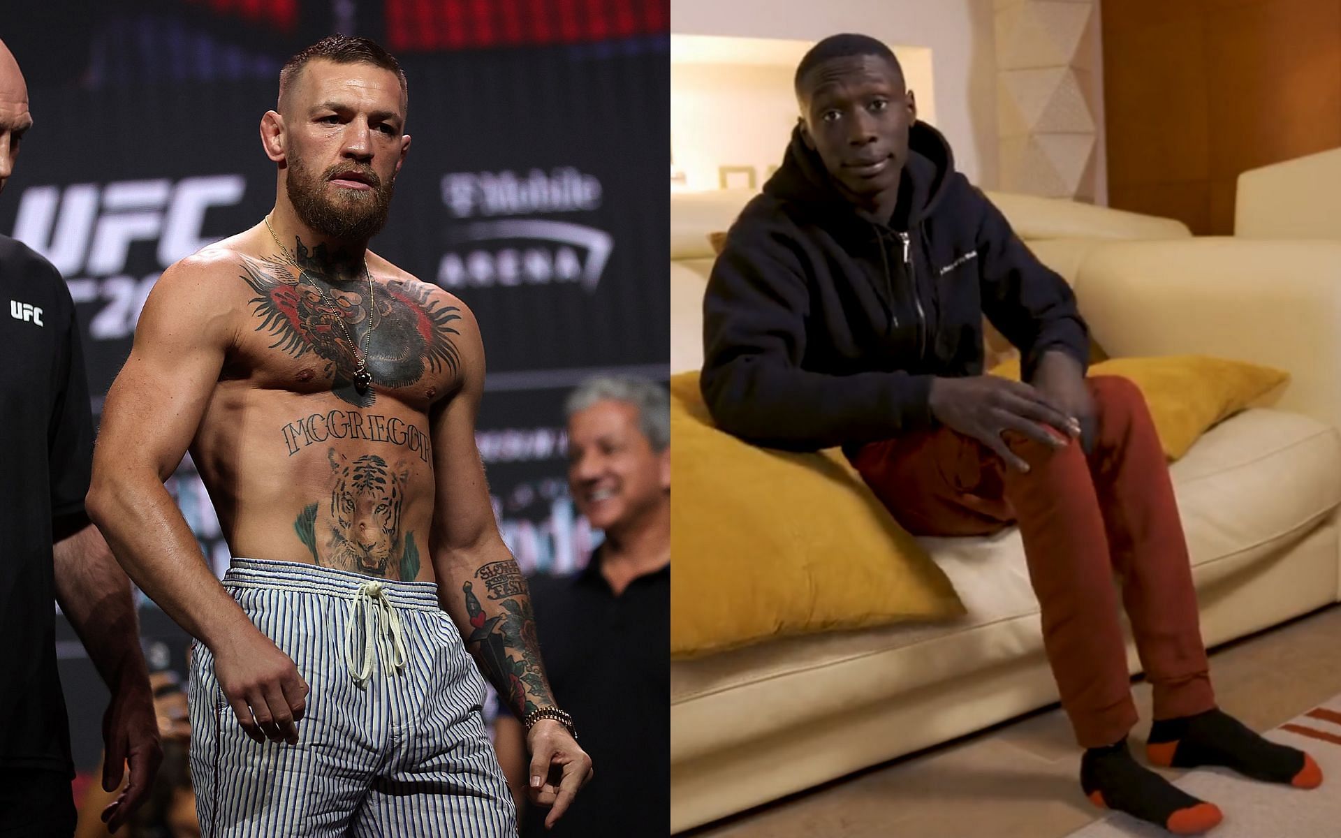 Conor McGregor (left, image courtesy of Getty); Khaby Lame (right, image courtesy of @KhabyLame Twitter)