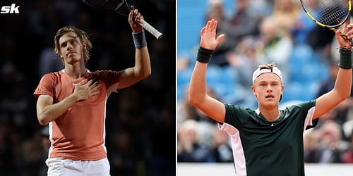 Denis Shapovalov (L) and Holger Rune.