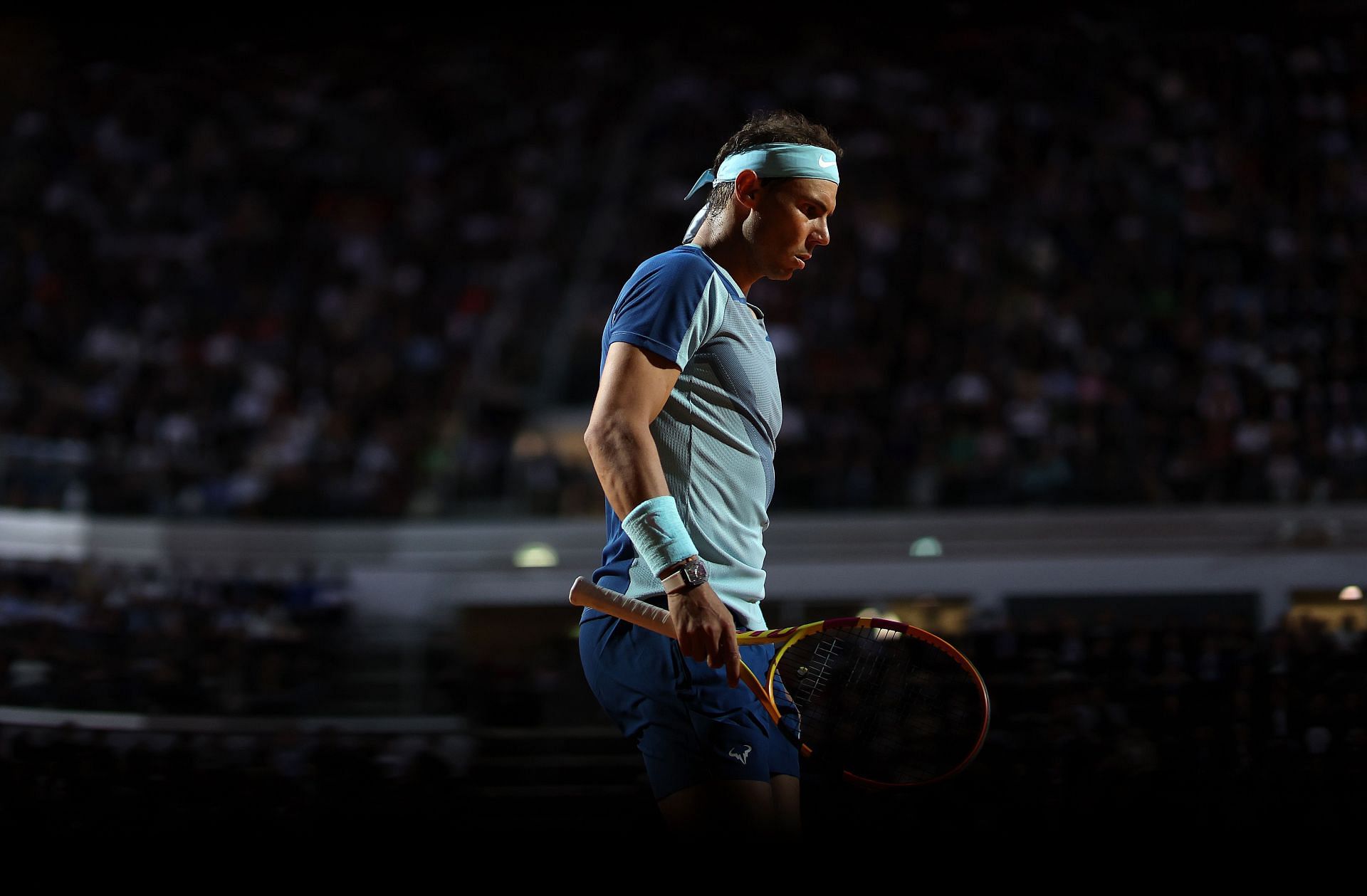 Rafael Nadal was eliminated in the last 16 of the Italian Open.