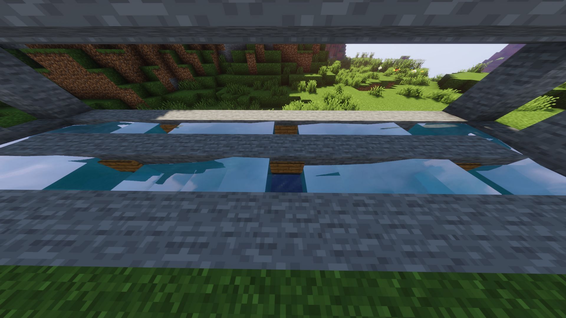 Trapdoors on packed ice (Image via Minecraft)