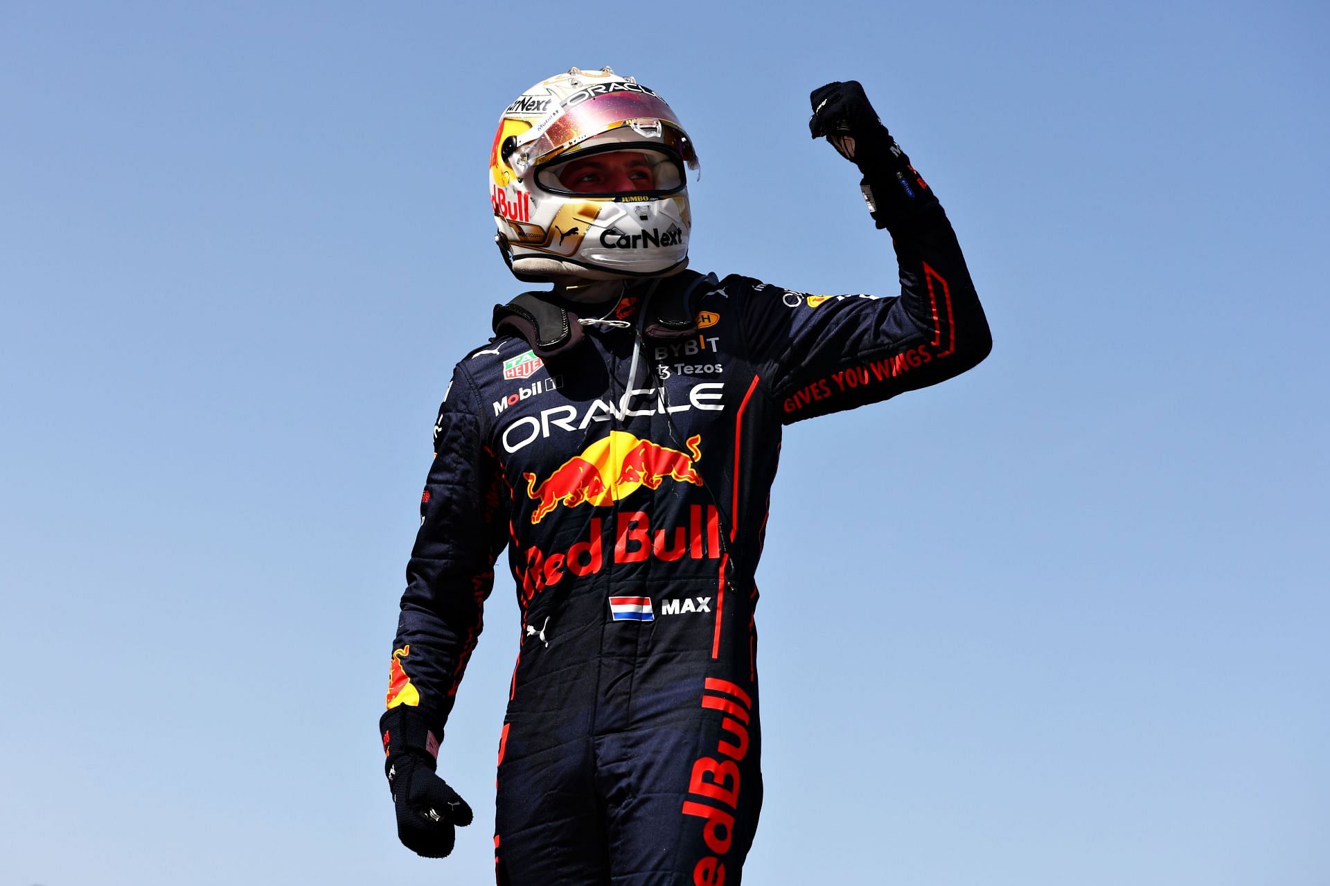Max Verstappen celebrates after winning the 2022 F1 Grand Prix of Spain (Photo by Mark Thompson/Getty Images)