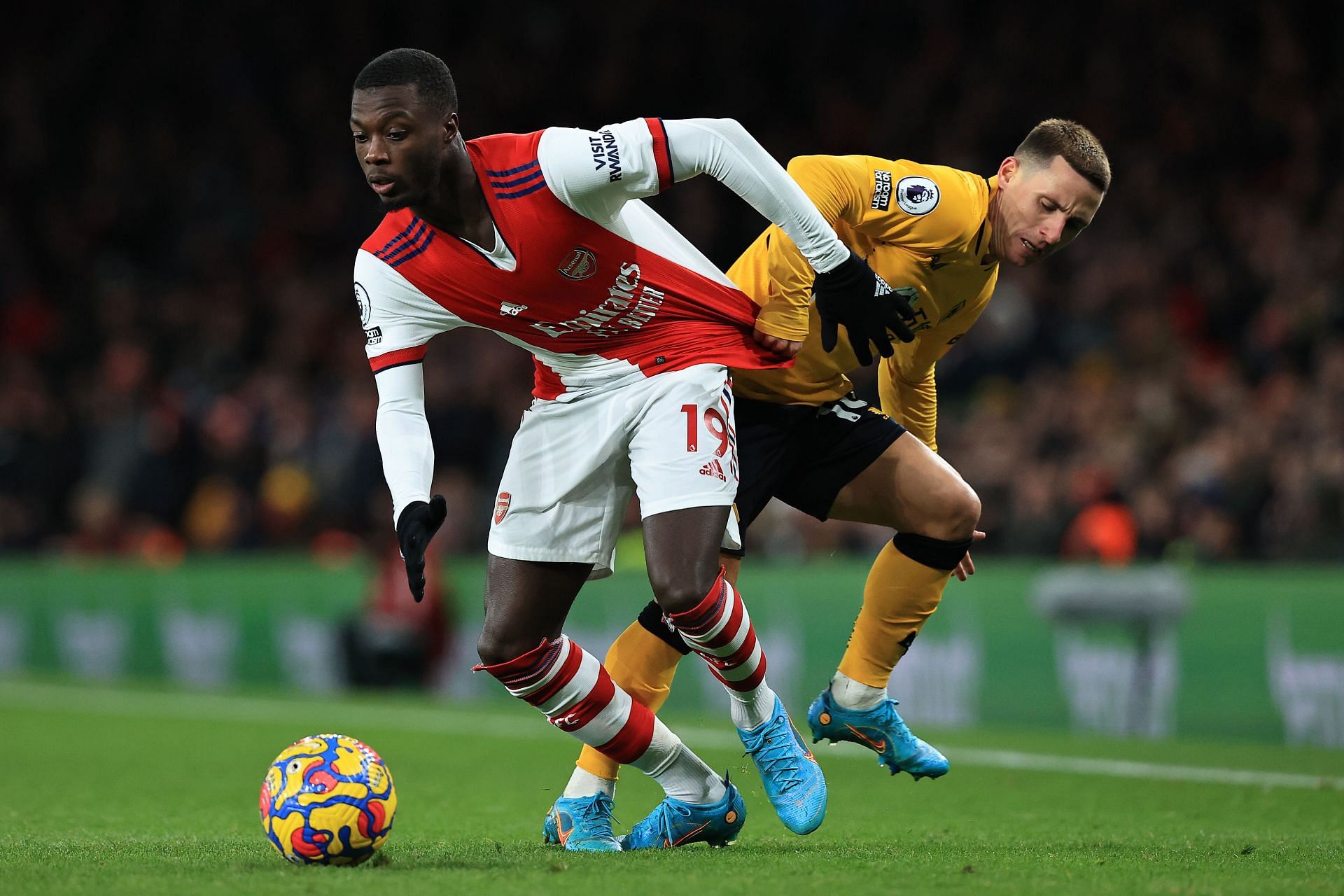 Nicolas Pepe (left) is likely to leave the Emirates this summer.