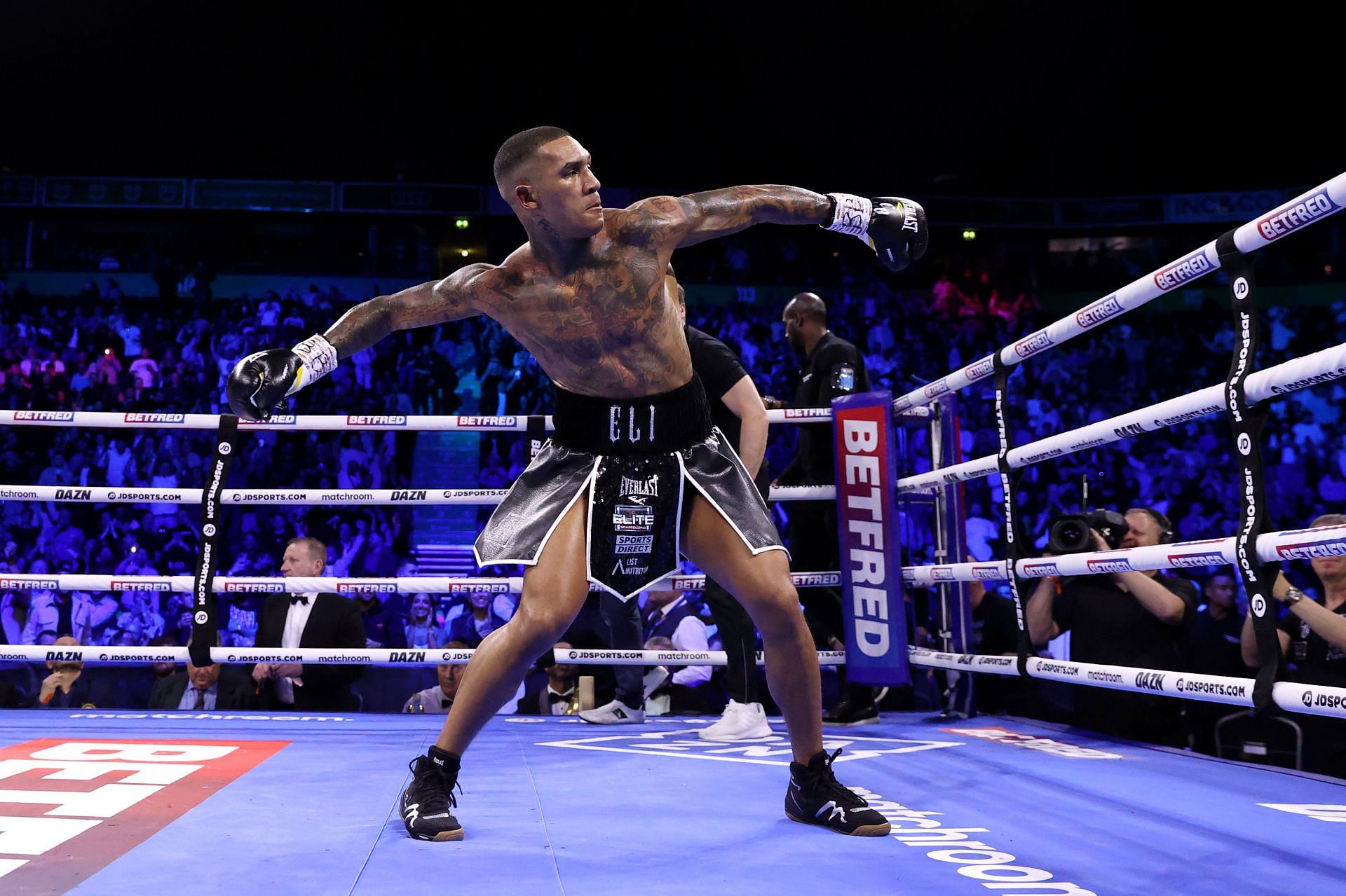 Conor Benn in Manchester celebrating win