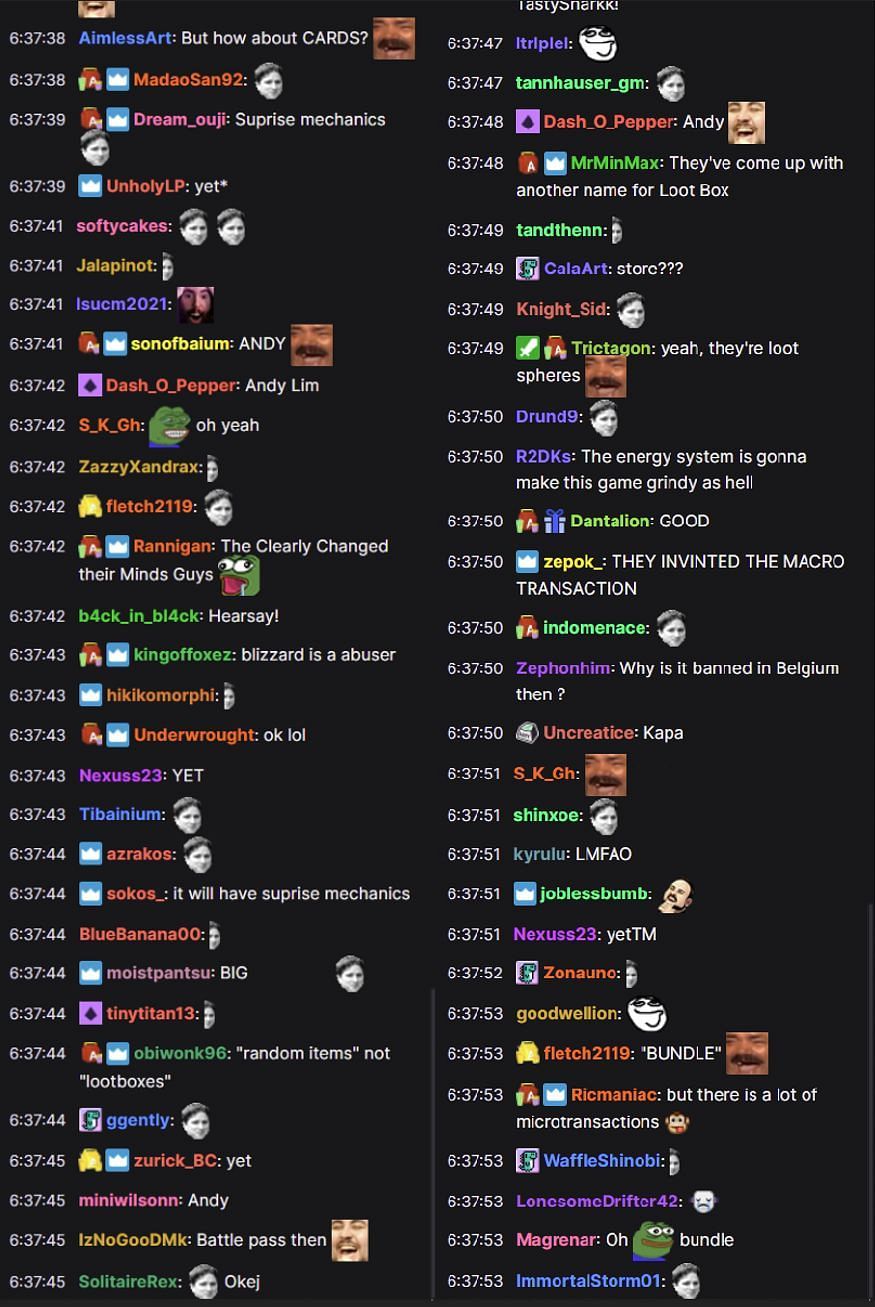 Twitch chat reacts to the Blizzard&#039;s statement (Image via Asmongold/Twitch chat)