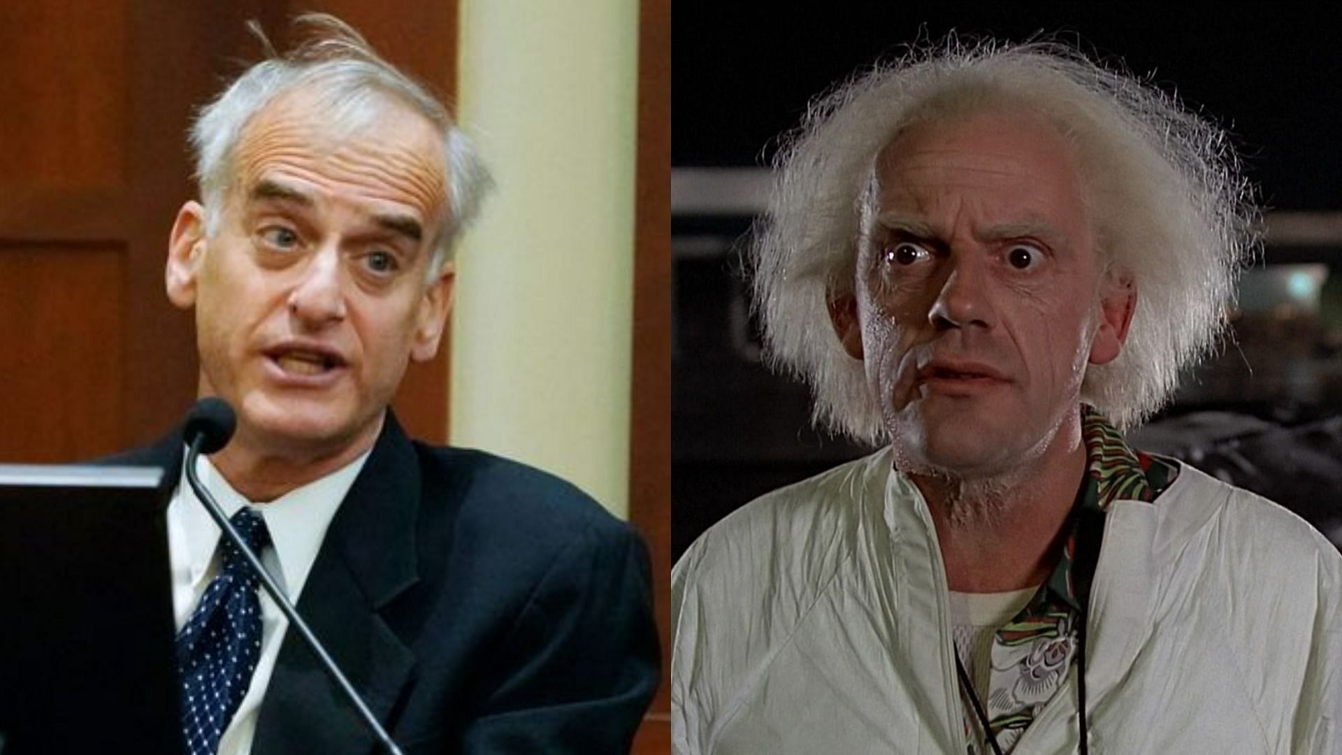 Internet compares Dr. David Spiegel to Doc Brown (Image via Getty Images and MovieClips/YouTube)