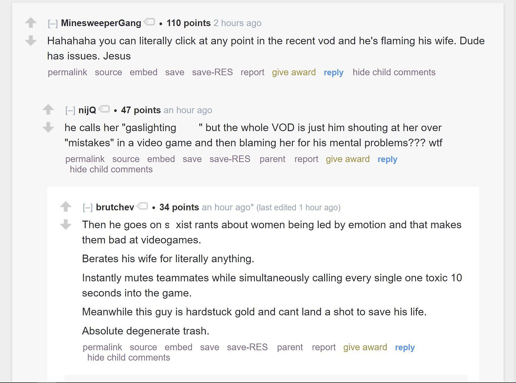 Redditors discussing the streamer&#039;s behavior during the stream 1/2 (Image via reddit/r/LivestreamFail)