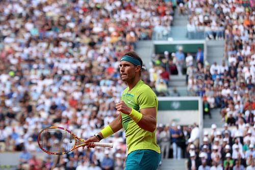 Rafael Nadal in action at the 2022 French Open.