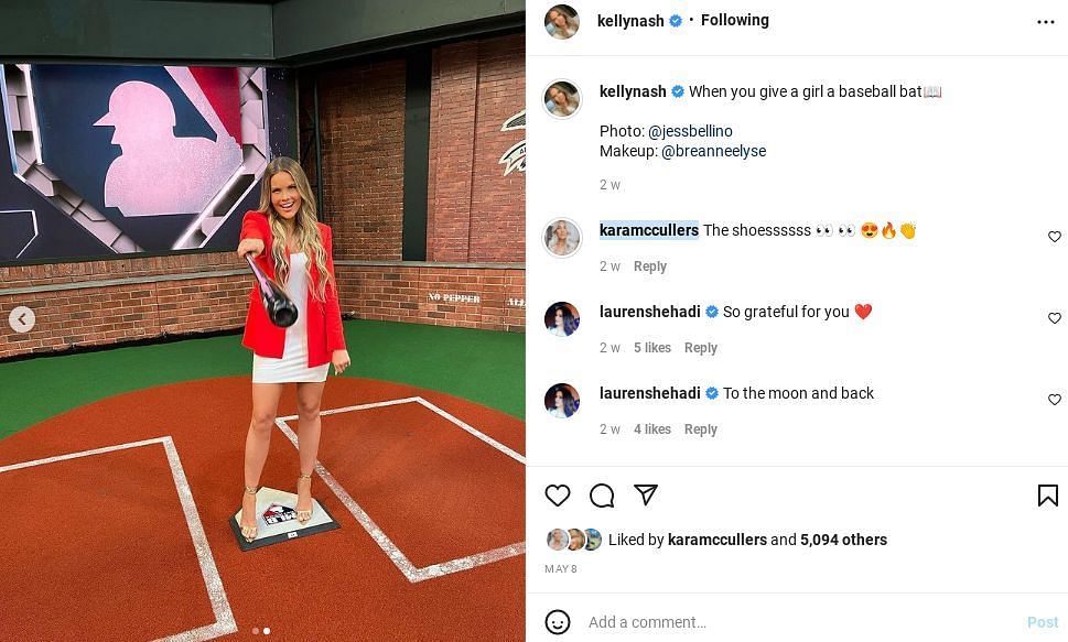 Cara McCullen&#039; the wife of Houston Astros pitcher Lance McCullers Jr. comments on Kelly Nash&#039;s picture.