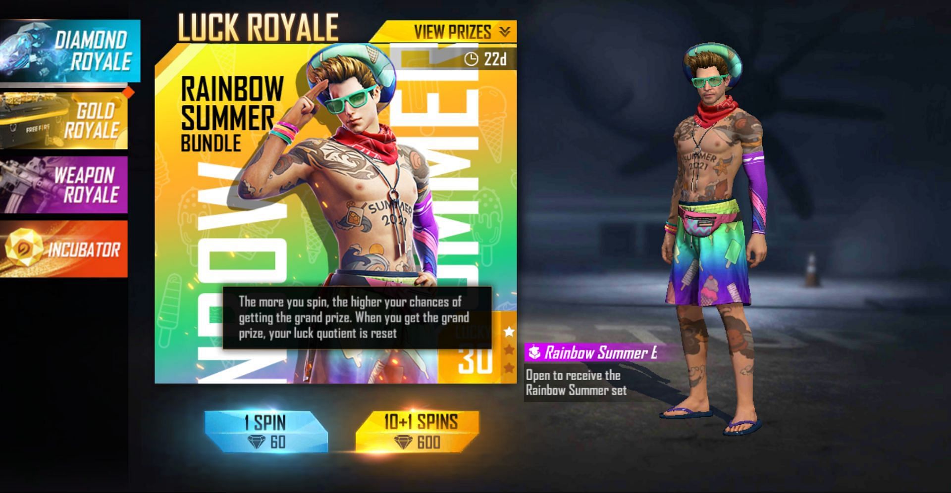 Diamond Royale will run for 22 days and features a wide range of rewards (Image via Garena)