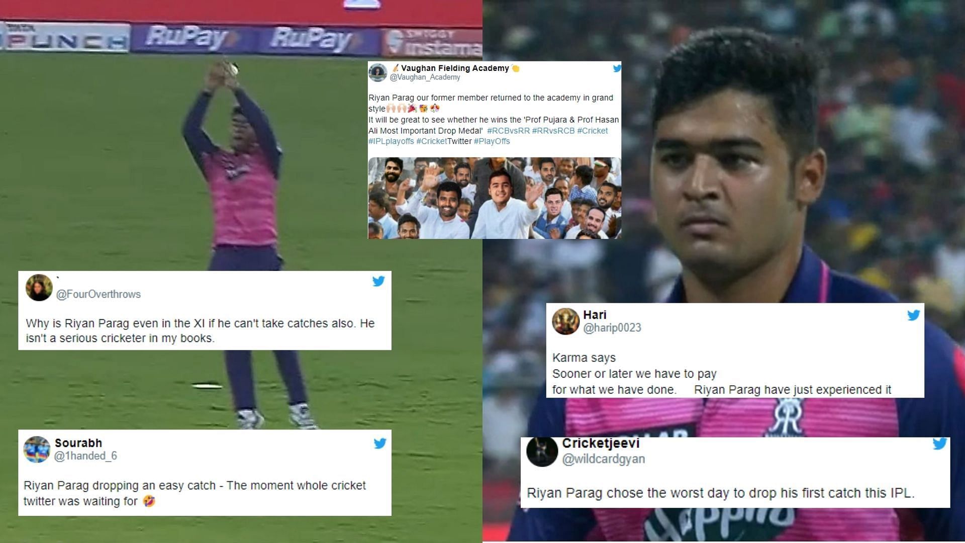 Fans trolled Riyan Parag for his costly drop. (P.C.:Hotstar)