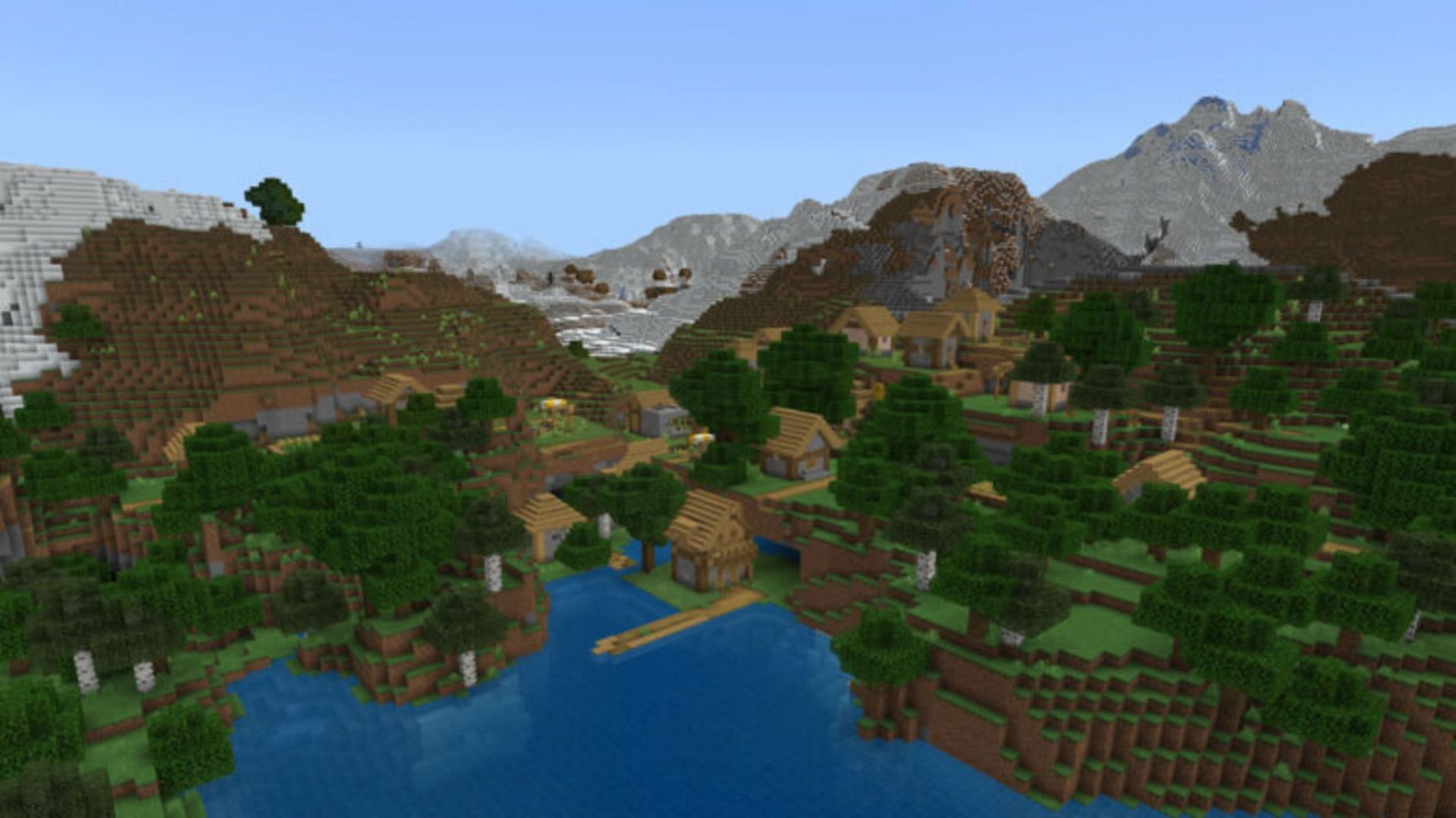 Players can find many great villages a short walk from spawn in this seed (Image via TheBlueCrusader/YouTube)