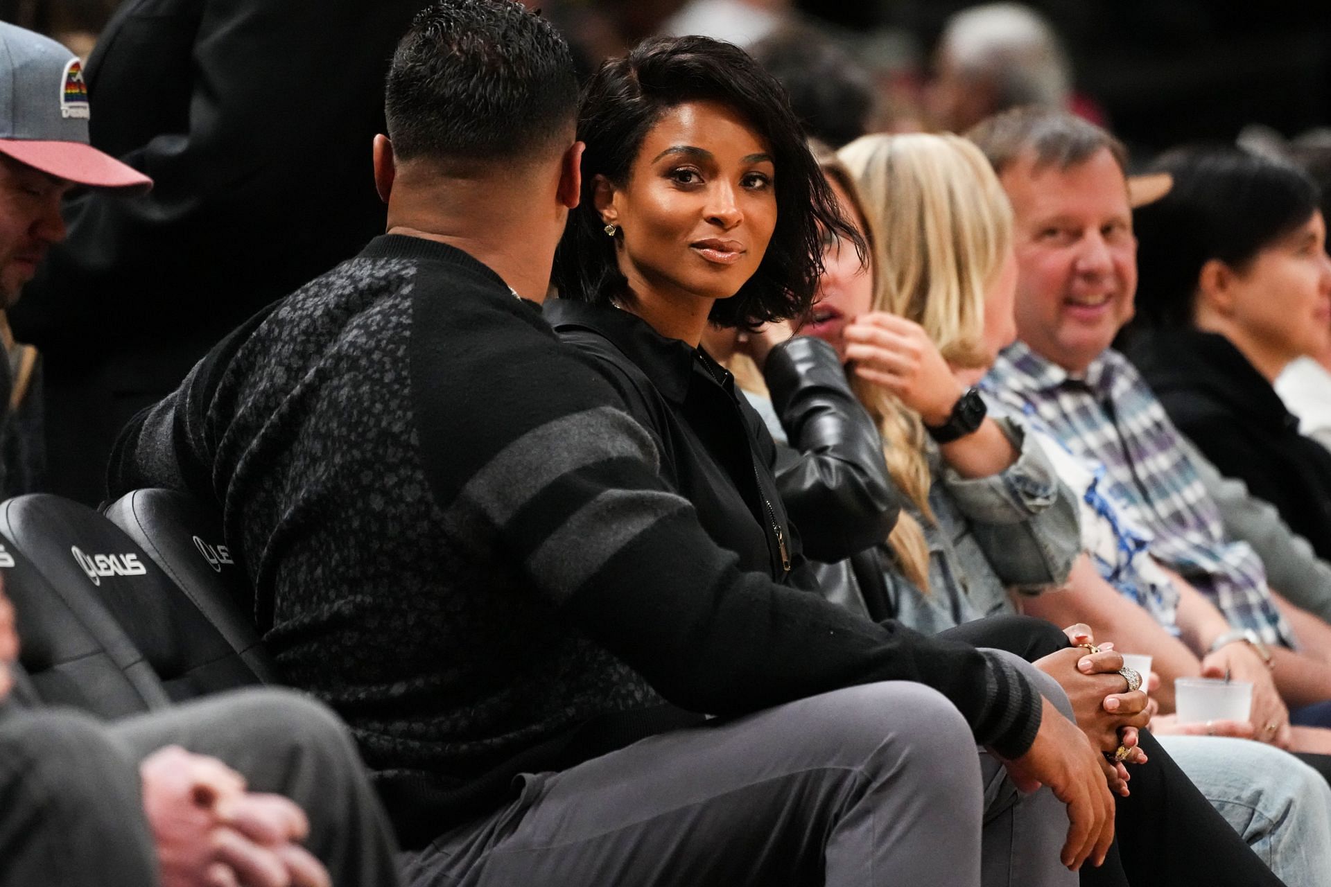 Ciara and Russell Wilson attending Memphis Grizzlies v Denver Nuggets