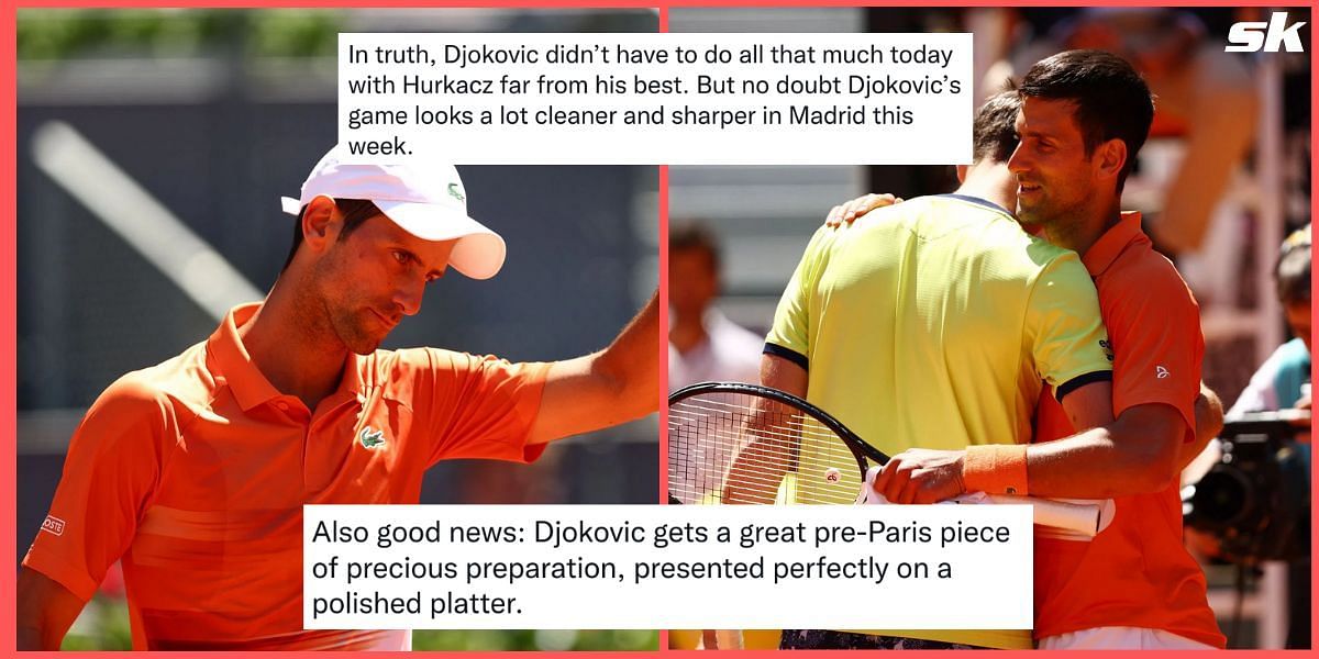 Novak Djokovic defeated Hubert Hurkacz to enter the semifinals of the 2022 Madrid Open