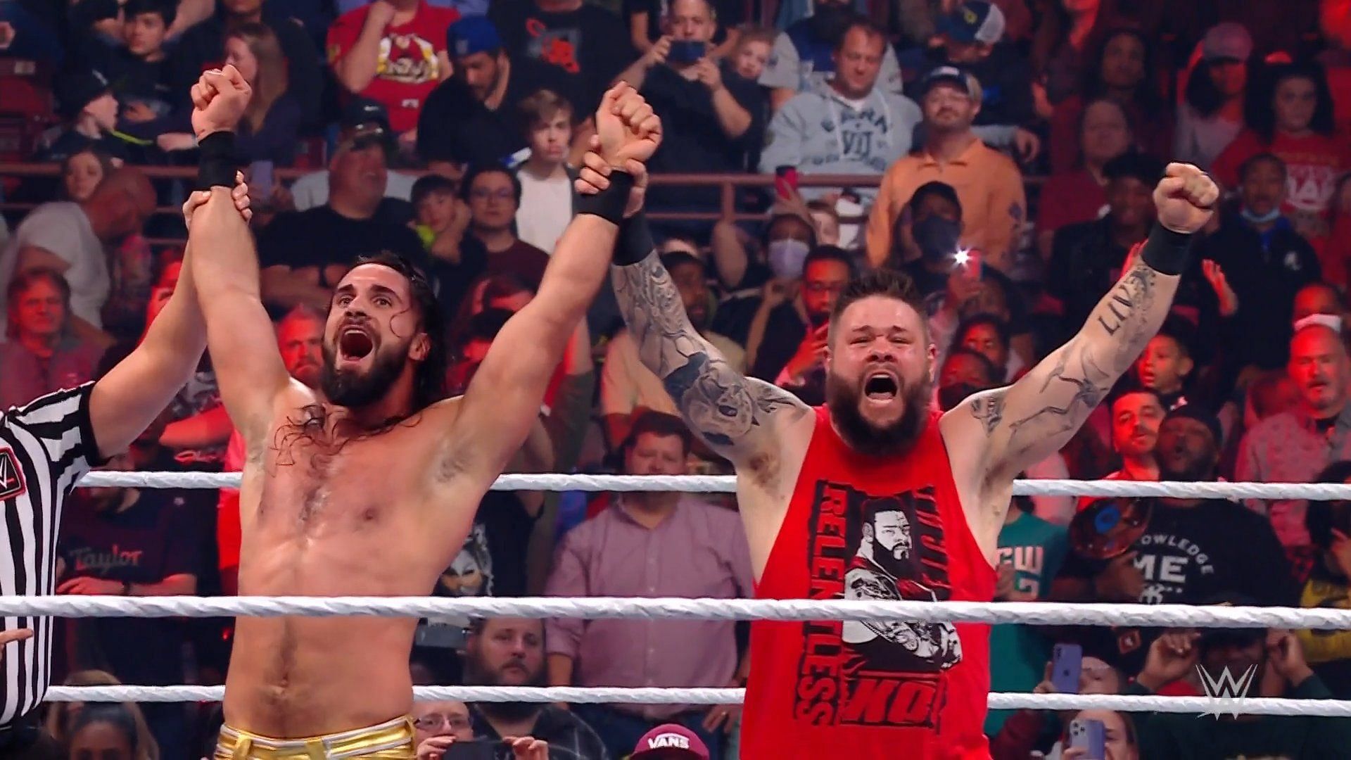 Seth Rollins and Kevin Owens on WWE RAW.