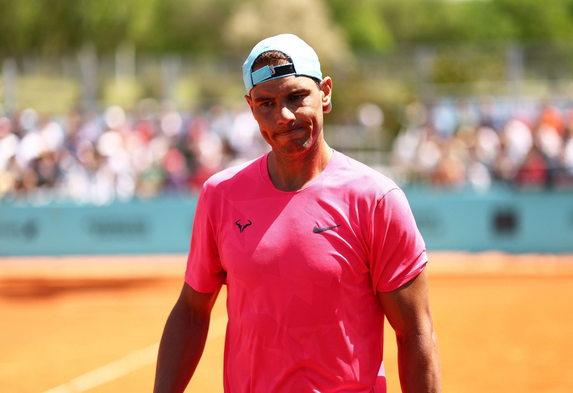 Rafael Nadal practicing at the 2022 Mutua Madrid Open