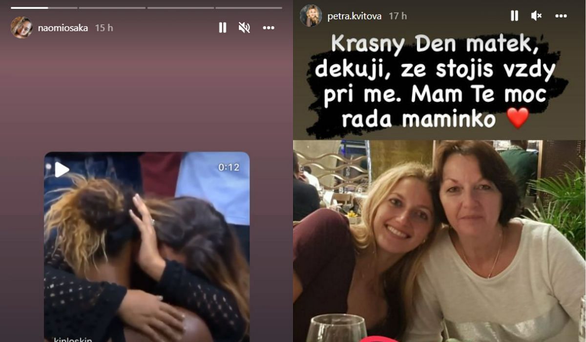 Naomi Osaka (L) and Petra Kvitova all shared Mother&#039;s Day wishes in their Instragram stories