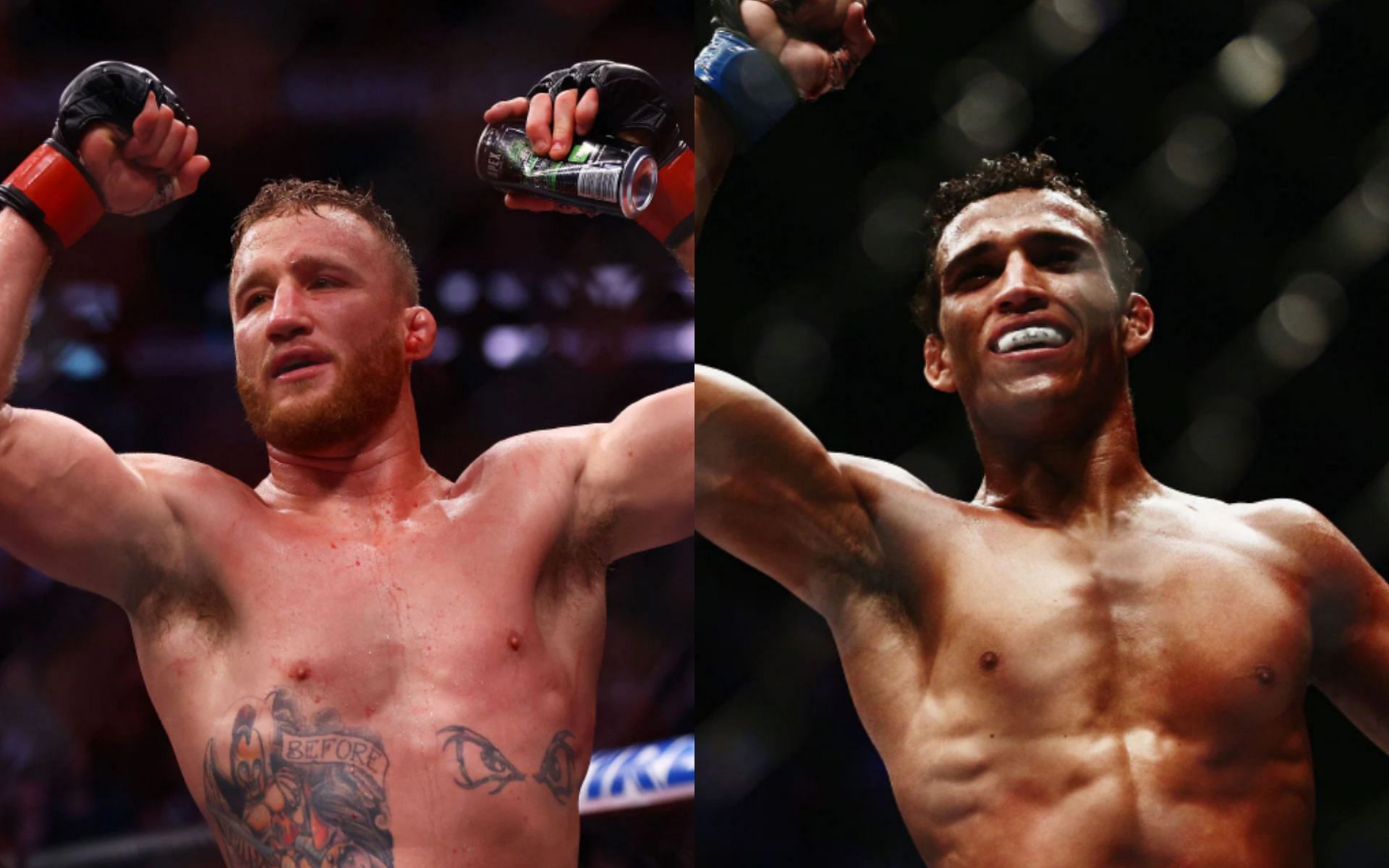 Justin Gaethje (left), Charles Oliveira (right)