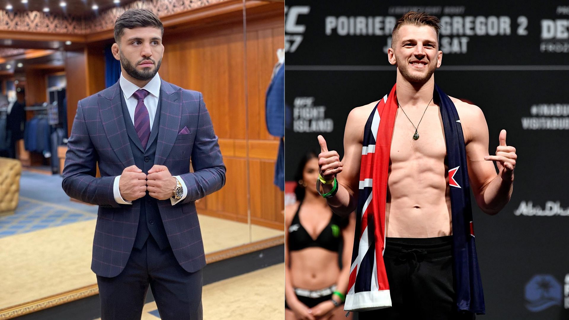 Arman Tsarukyan (left, image courtesy of @arm_011 Instagram); Dan Hooker (right, image courtesy of Getty)