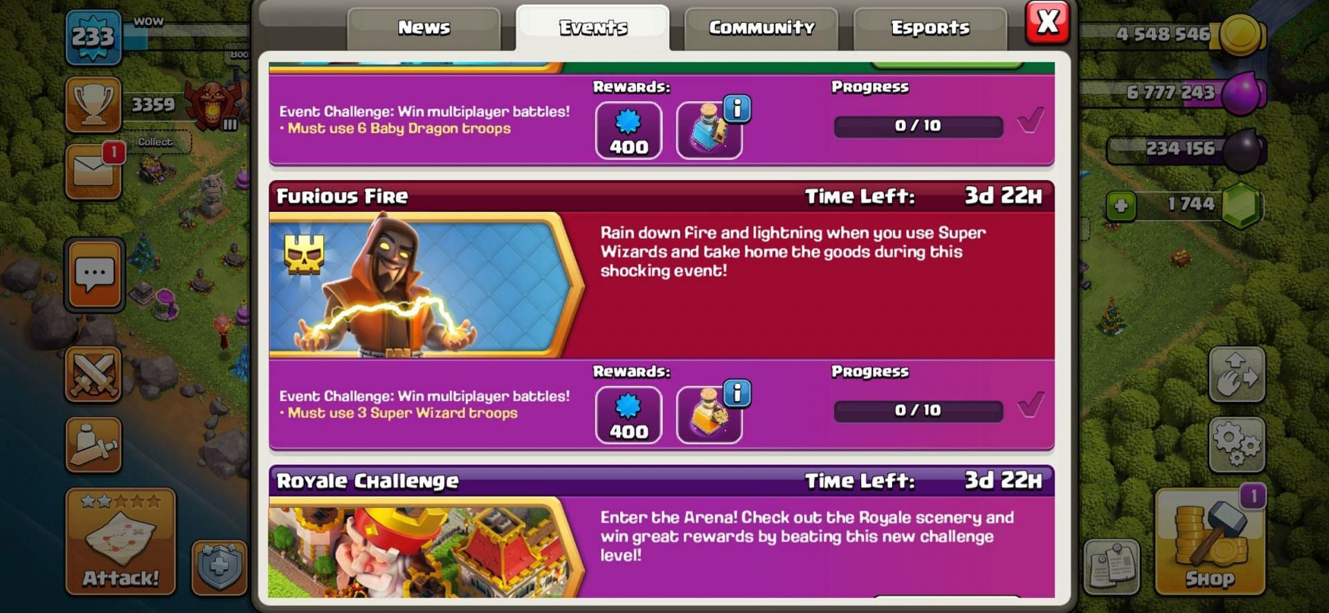 Events section in Clash of Clans (Image via Sportskeeda)