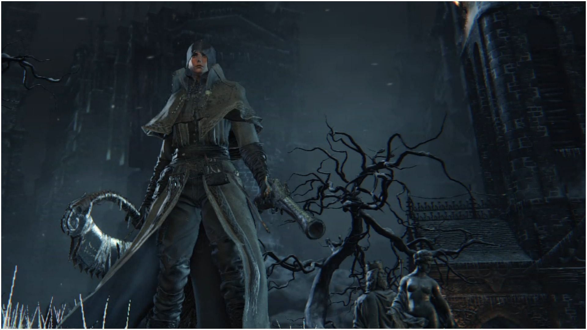The Hunter prowls the streets of Yharnam (image via FromSoftware)