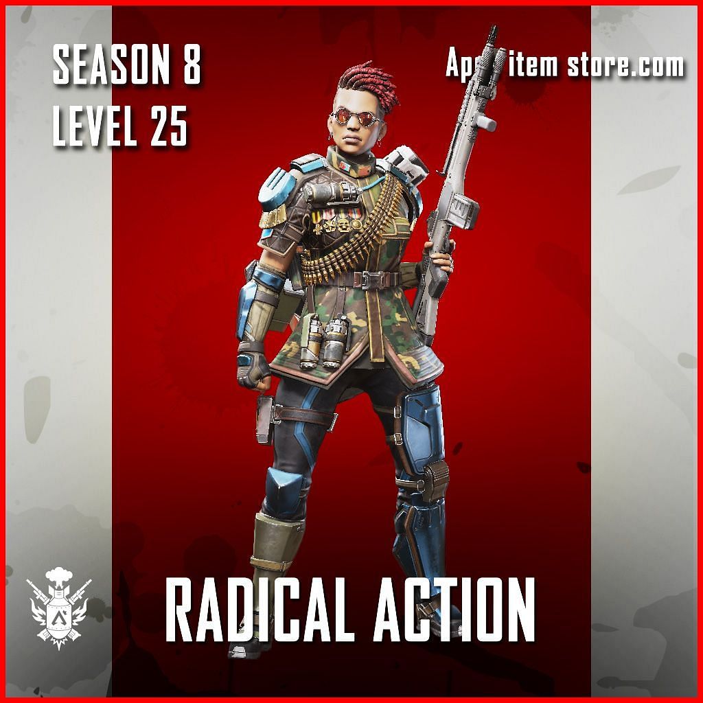 One of the coolest skins in the game is Bangalore&#039;s Radical Action (Image via apexitemstore.com)