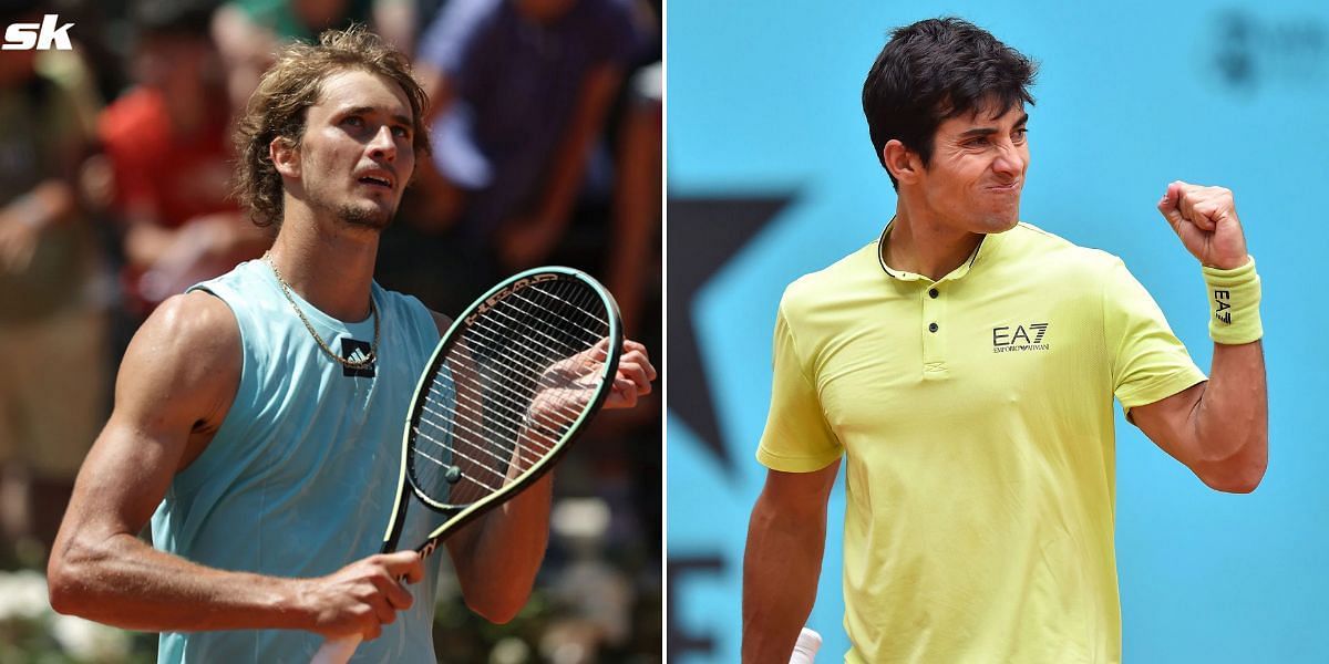 Alexander Zverev (L) and Cristian Garin.