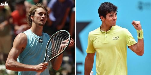 Alexander Zverev (L) and Cristian Garin.