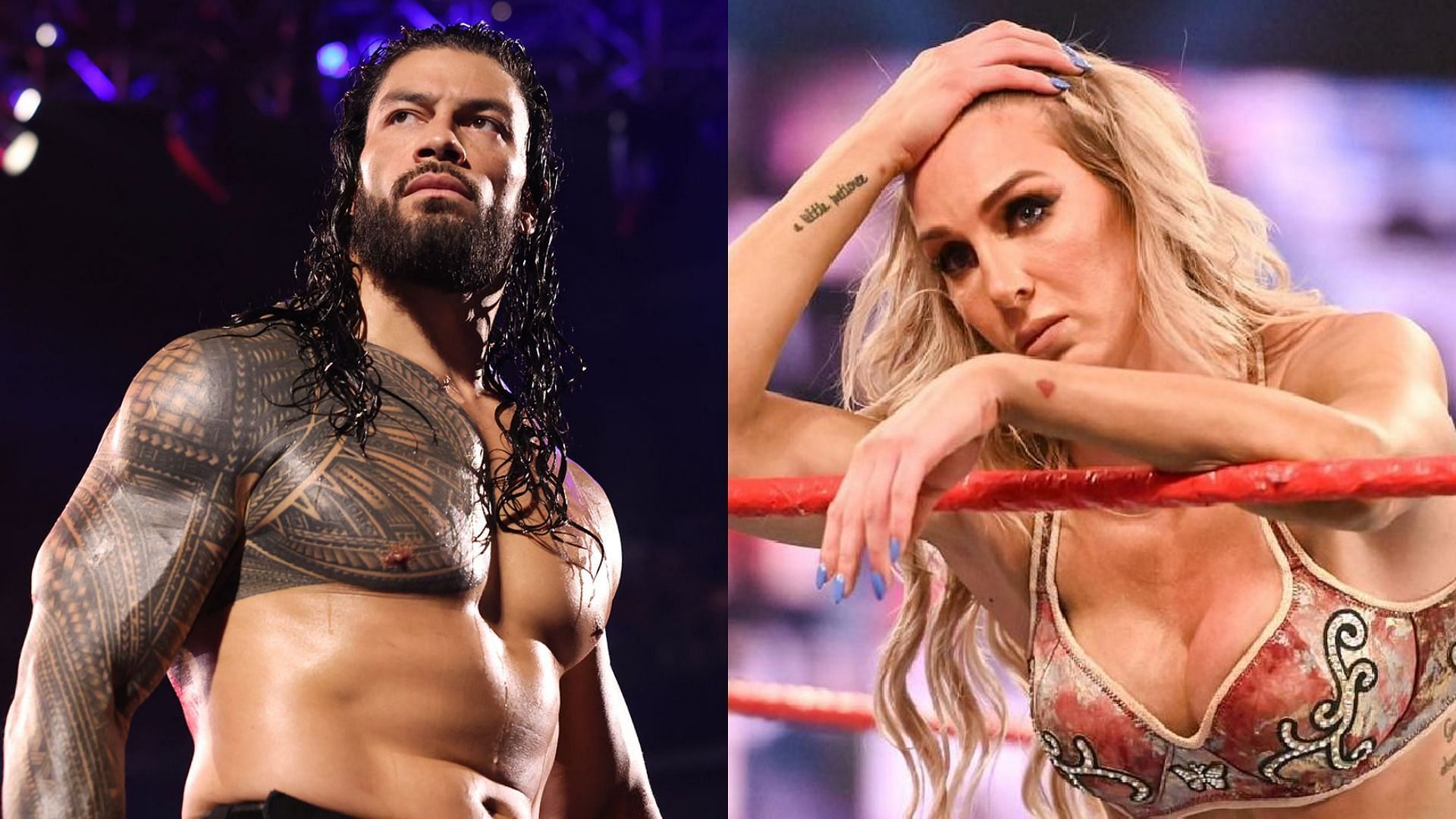 Roman Reigns (left); Charlotte Flair (right)