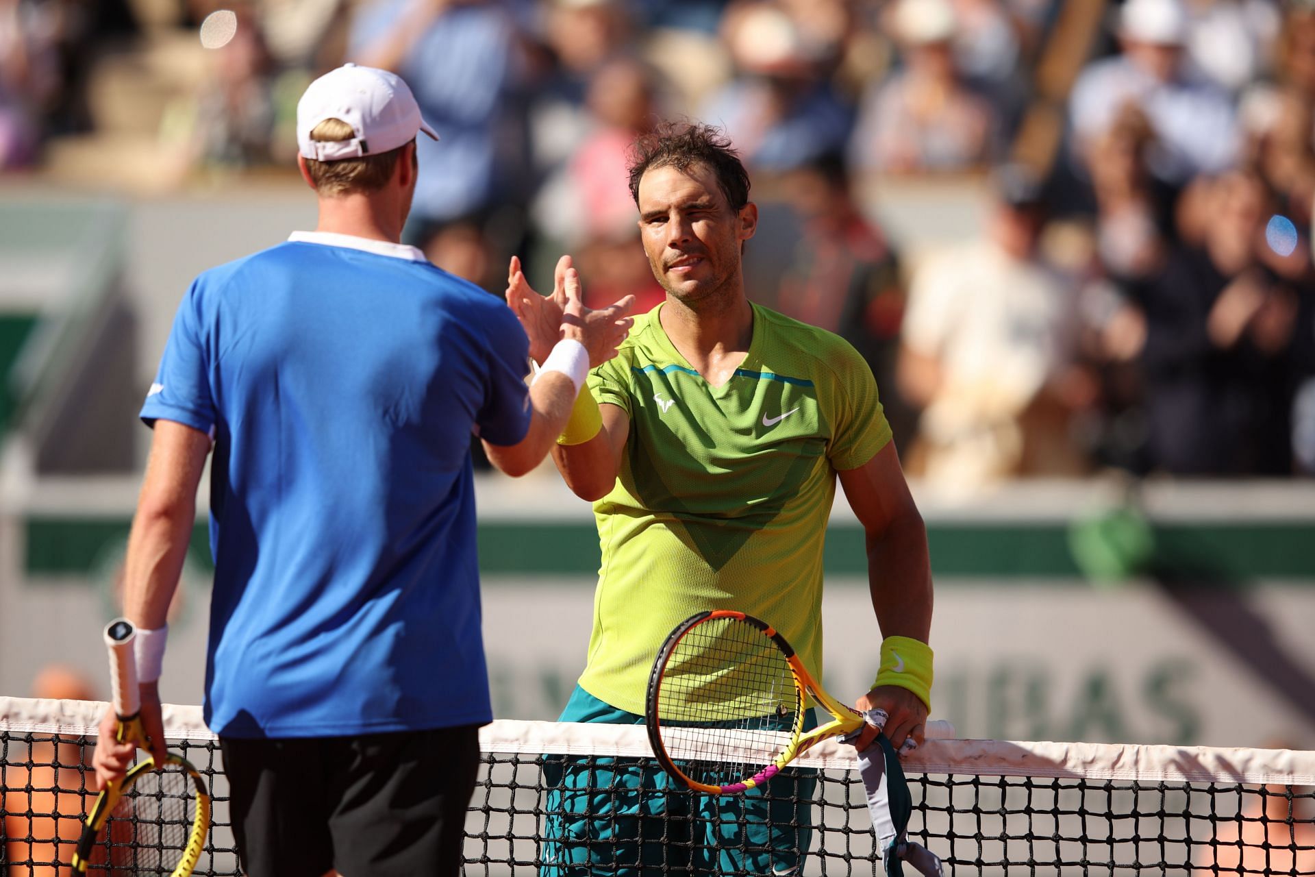 Rafael Nadal (right) at the 2022 French Open - Day Six