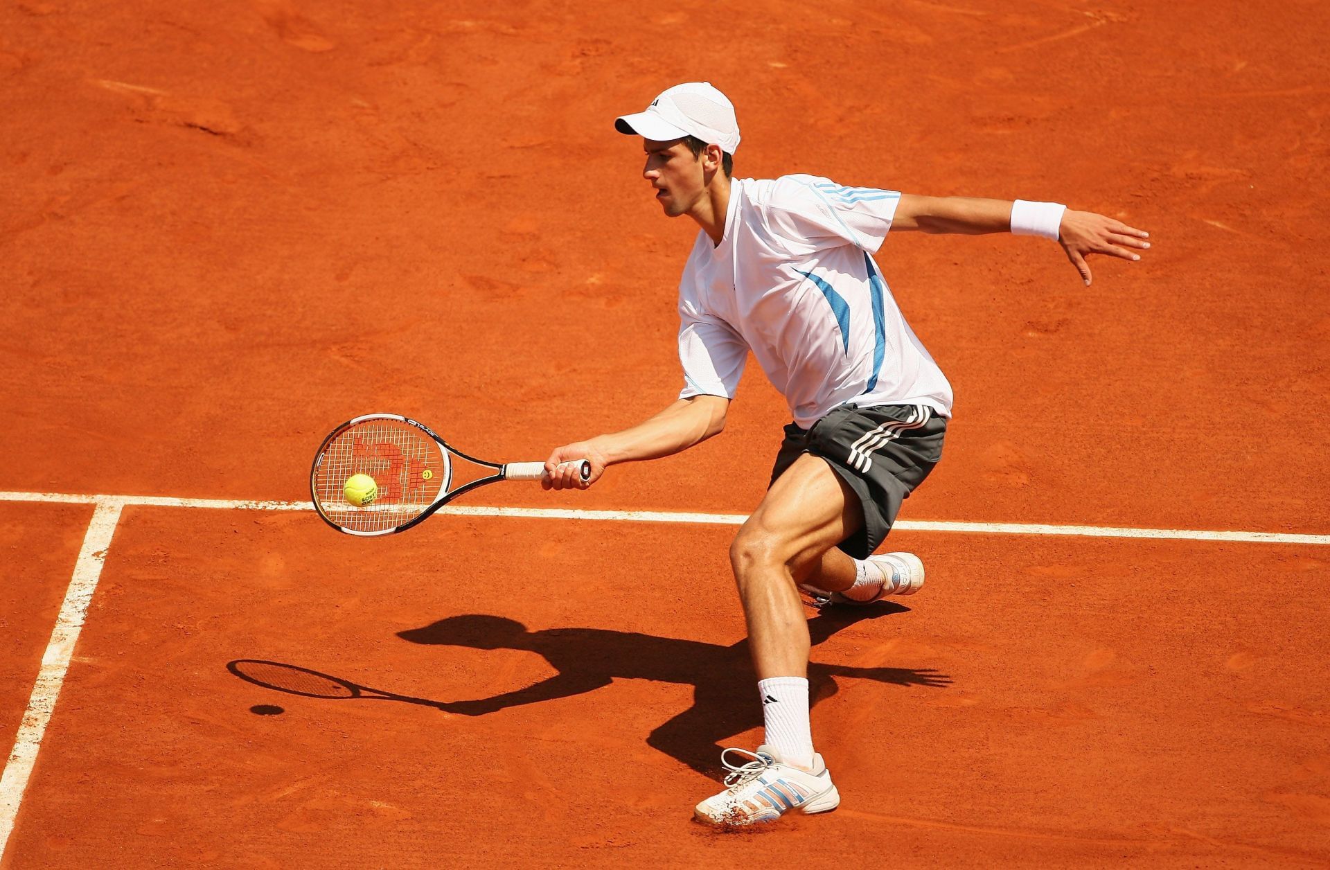 Novak Djokovic during his 2006 French Open quarterfinal against Rafael Nadal