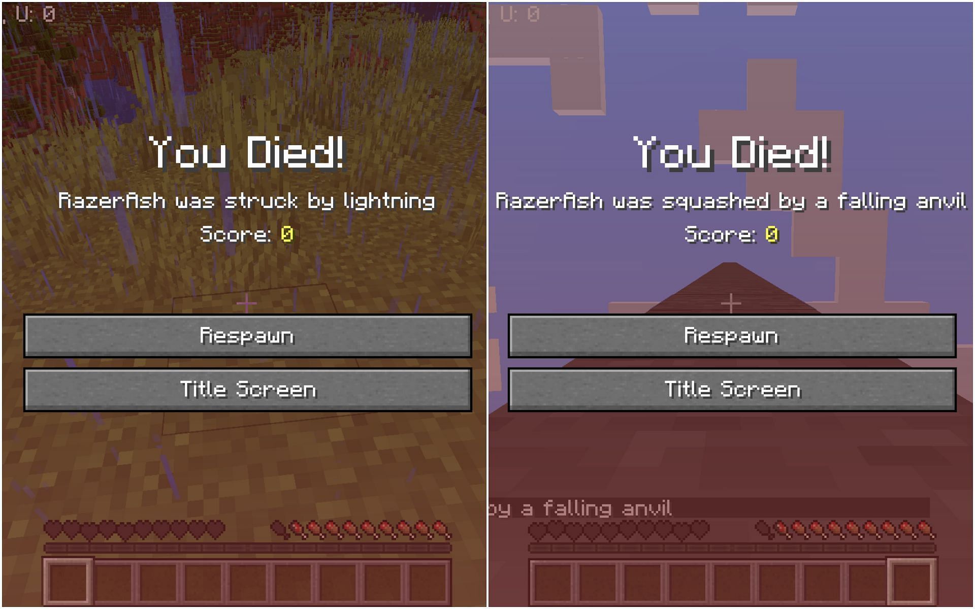 Different ways to die (Image via Minecraft)