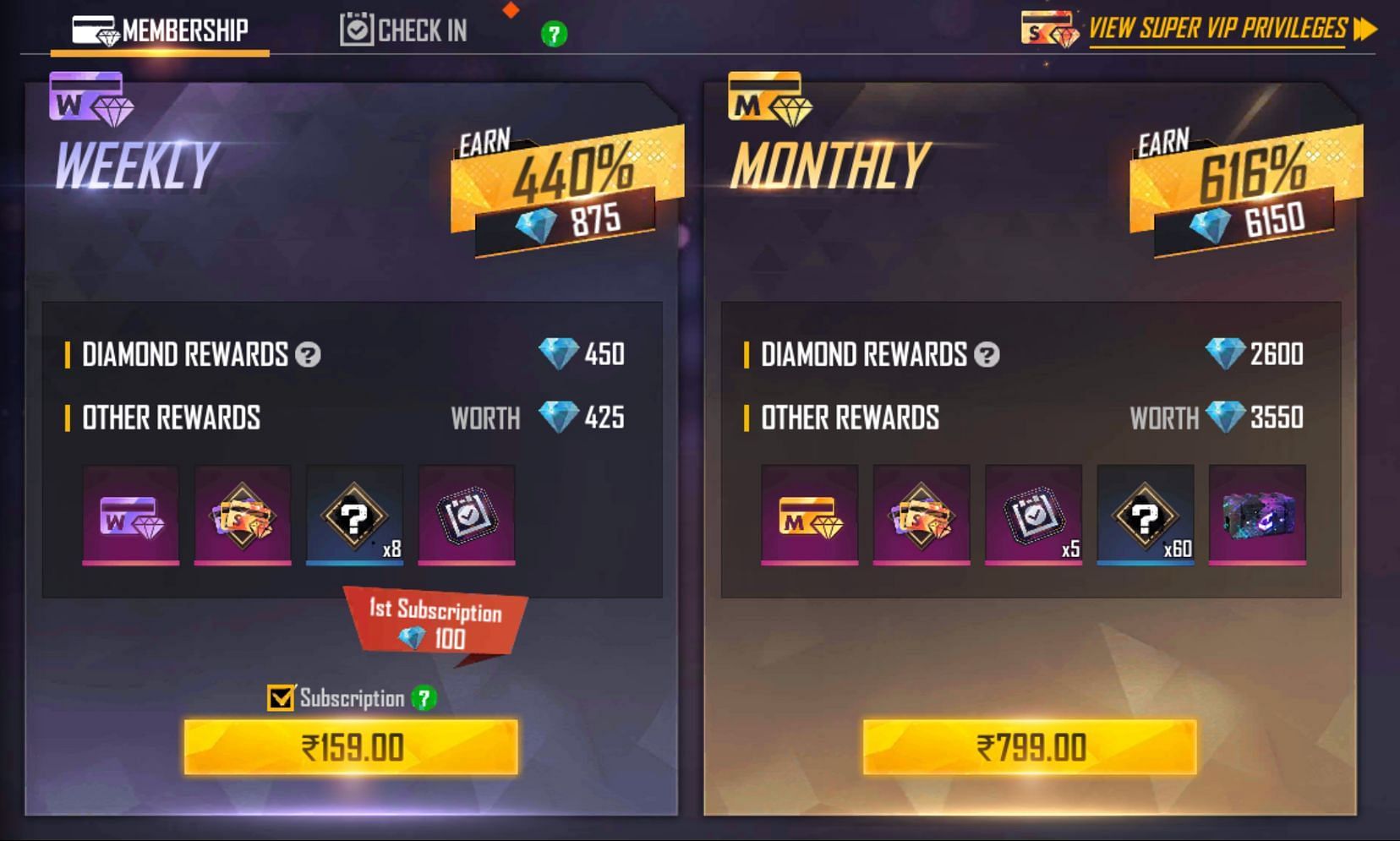 There are two types of membership (Image via Garena)