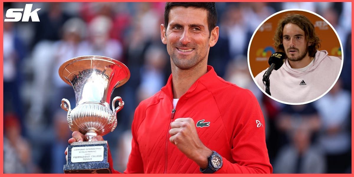 Stefanos Tsitsipas [inset] finds Novak Djokovic inspiring