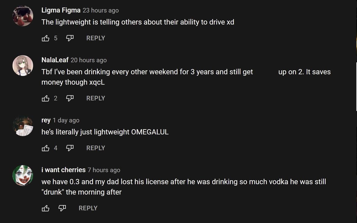 xQc discusses how two pints of beers got him drunk