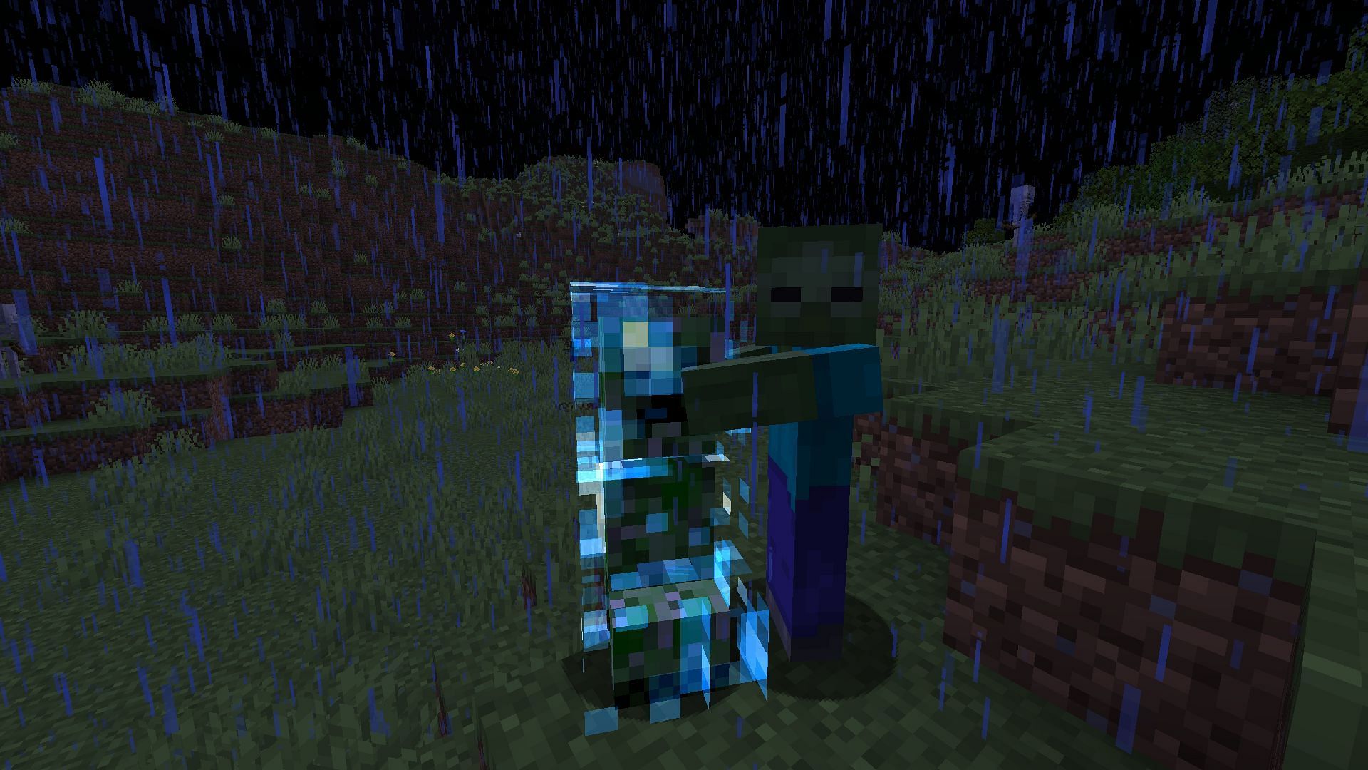 Zombie with charged Creeper (Image via Minecraft)