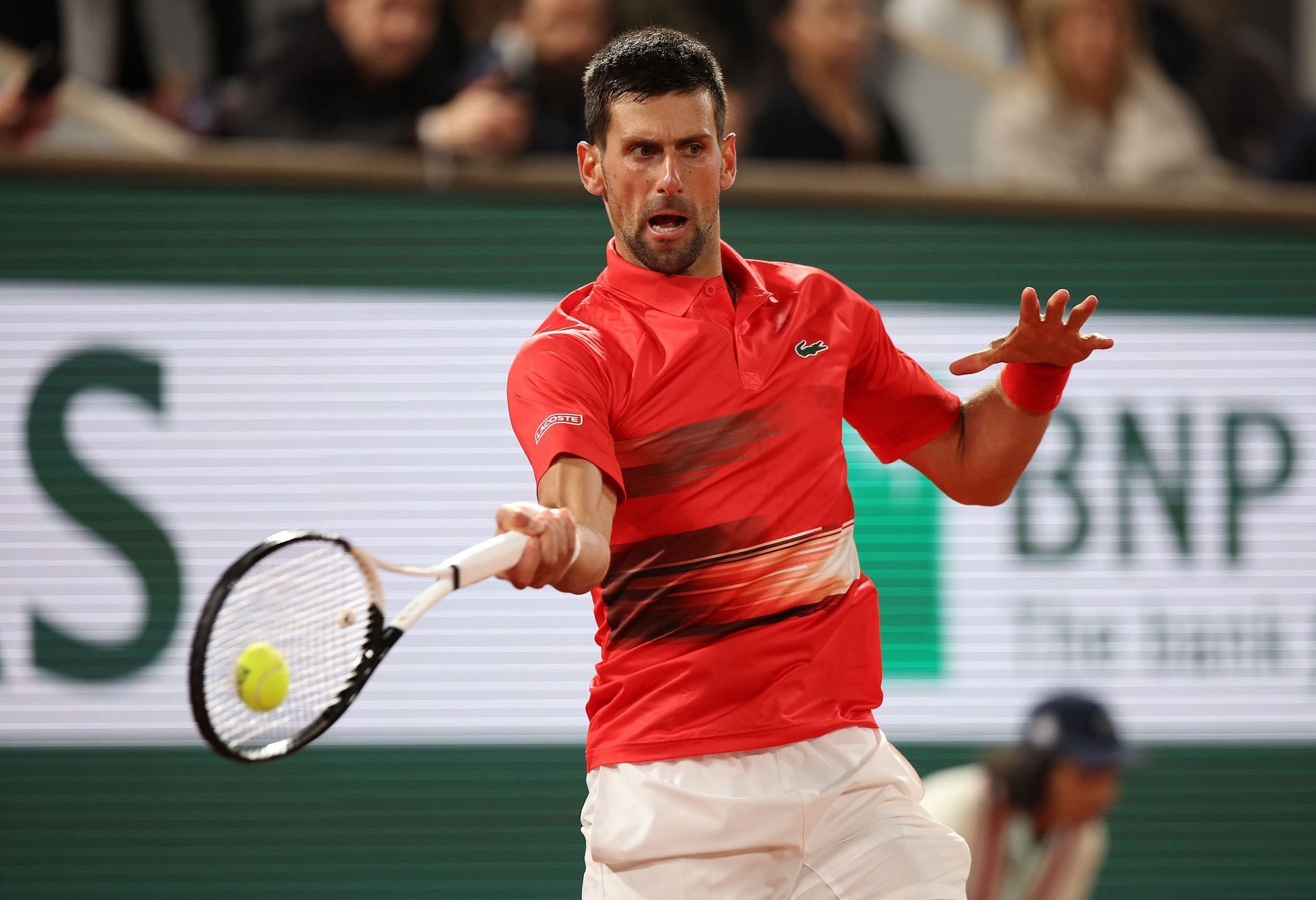 Novak Djokovic in action at the 2022 French Open