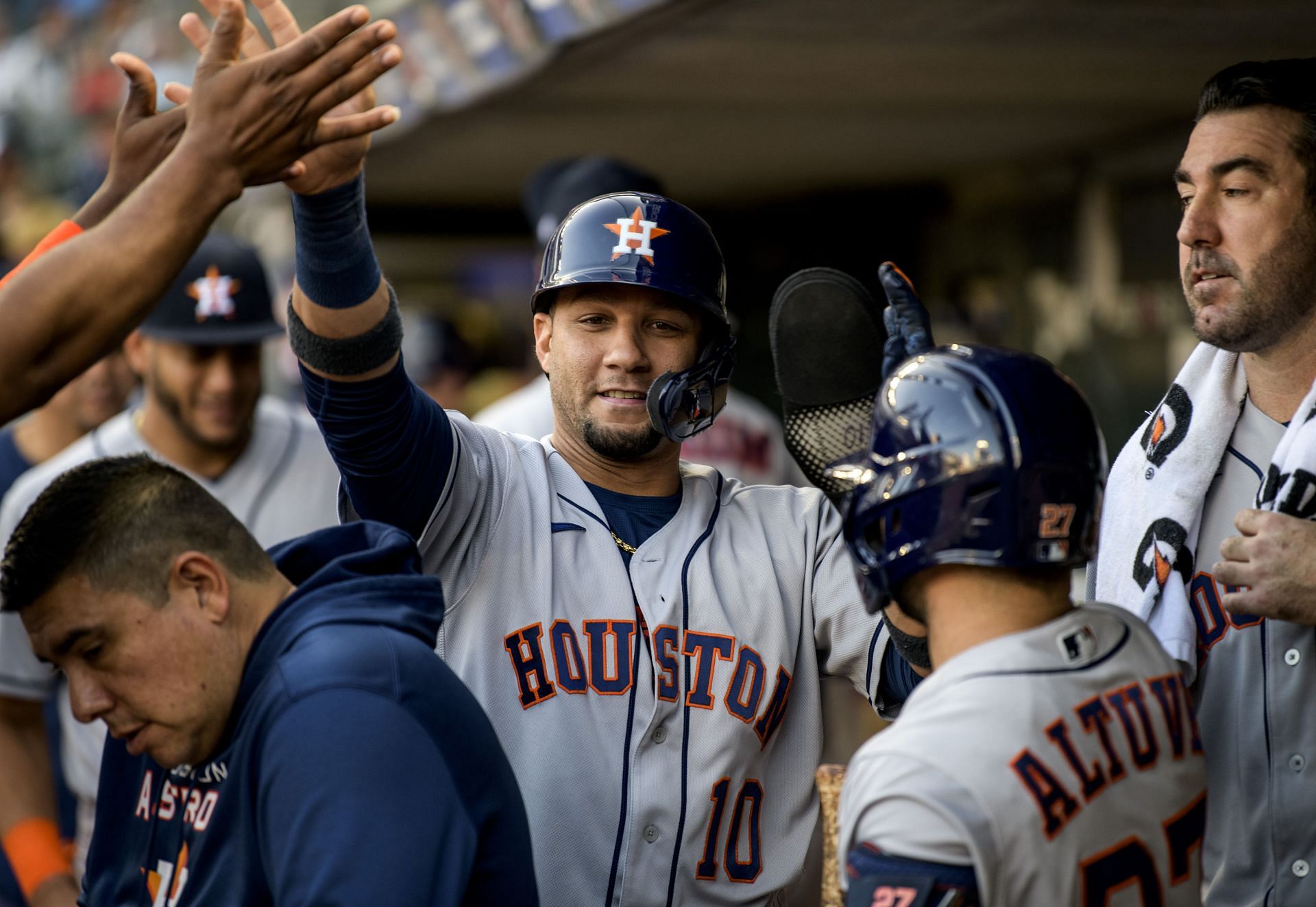 Astros dominate in the first game of their doubleheader.