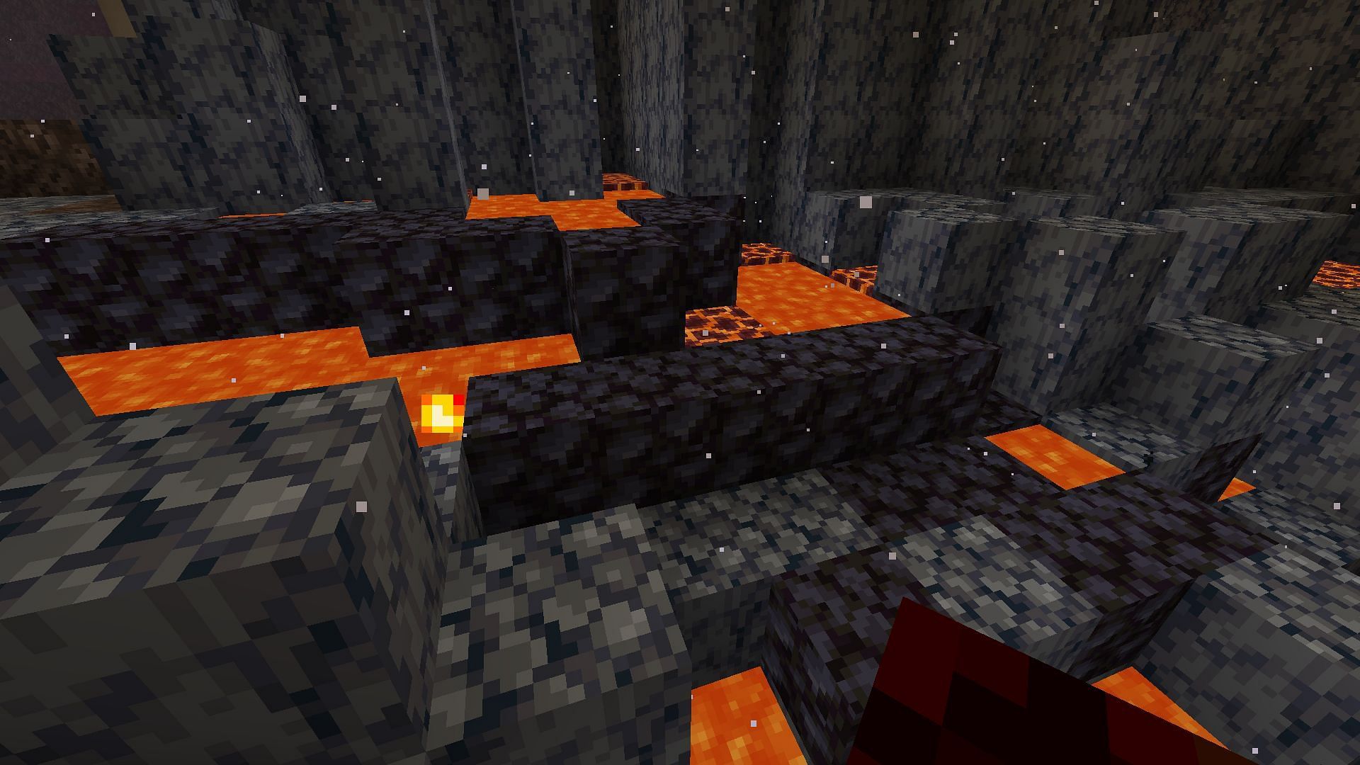 Blackstone found within a basalt delta in the Nether (Image via Minecraft)