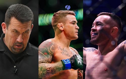 John McCarthy (left), Dustin Poirier (center), Colby Covington (right)