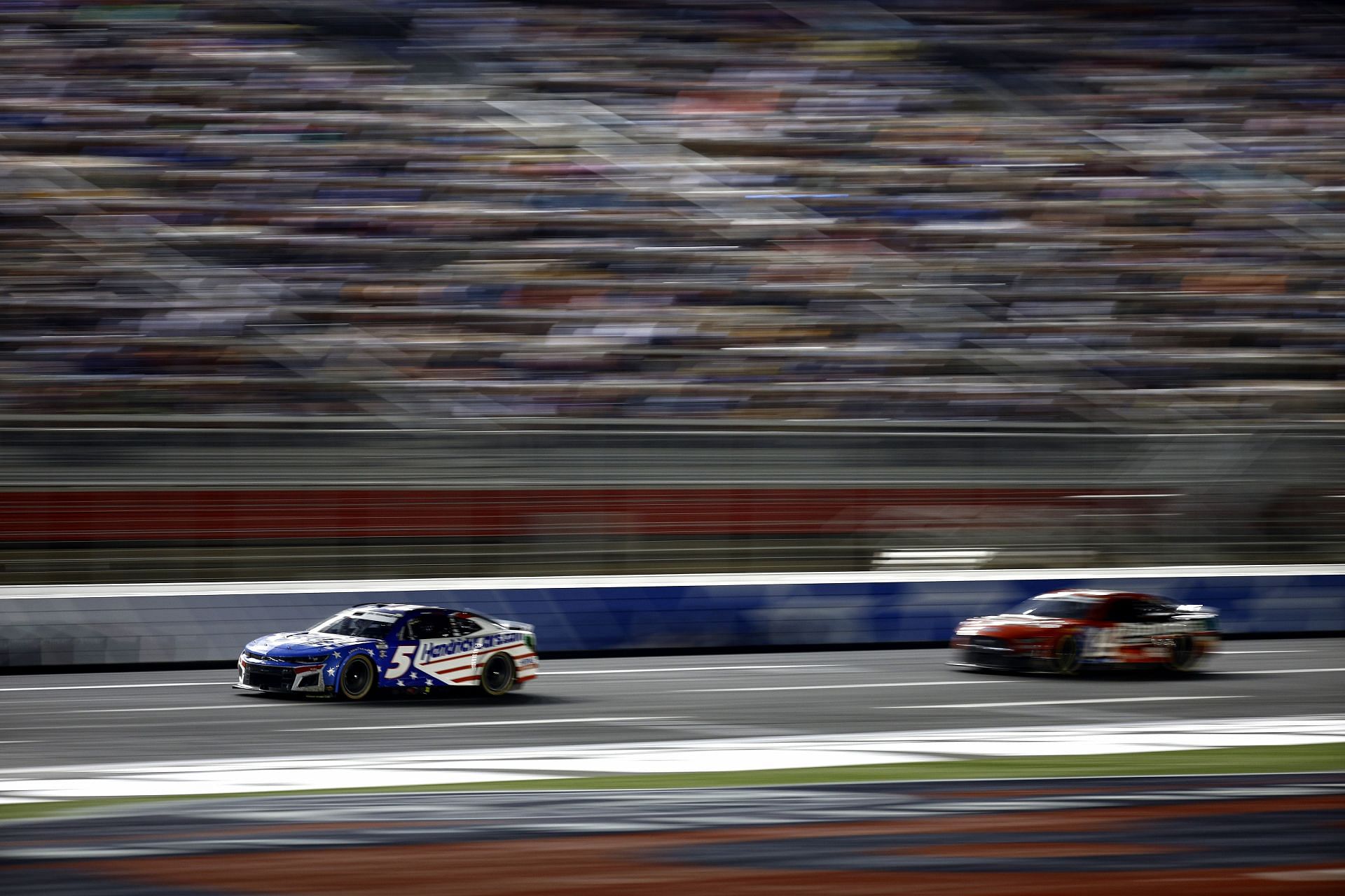 Kyle Larson drives during the NASCAR Cup Series Coca-Cola 600 at Charlotte Motor Speedway (Photo by Jared C. Tilton/Getty Images)