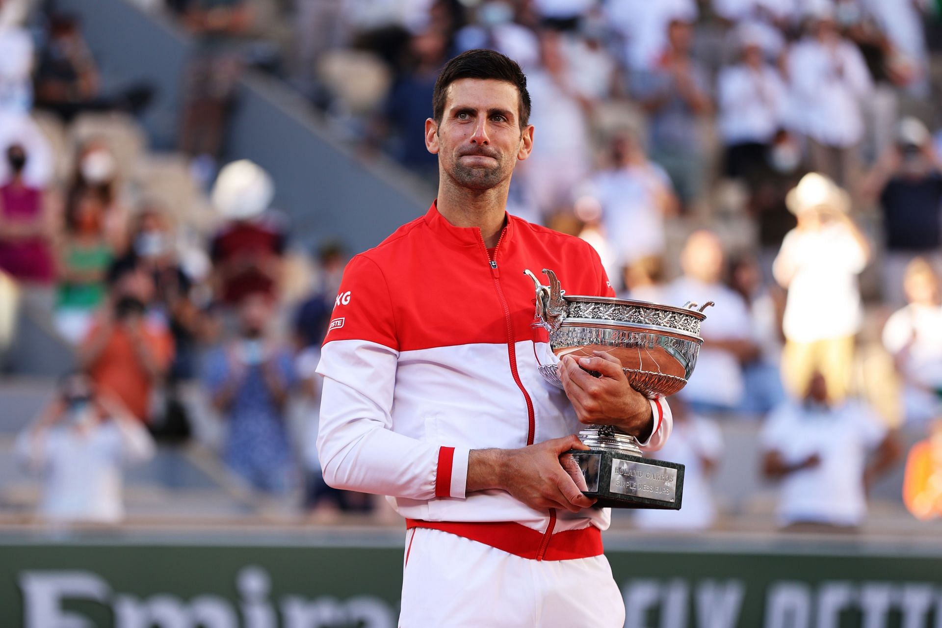 Novak Djokovic at the 2021 French Open