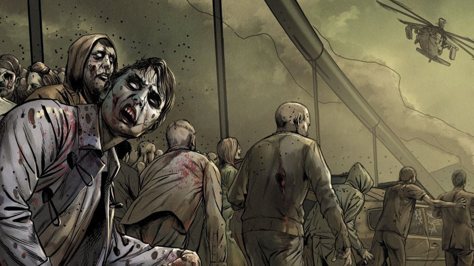 The Living Dead on a bridge (Image via Avatar Press)